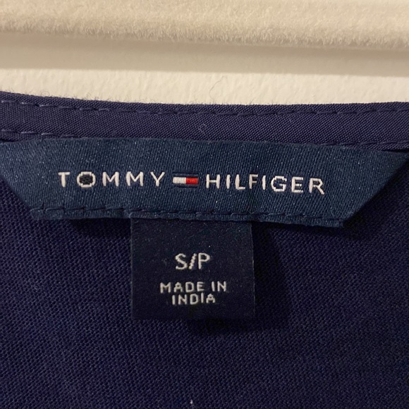 Tommy Hilfiger ruffle front sleeveless top in navy - Picture 2 of 5